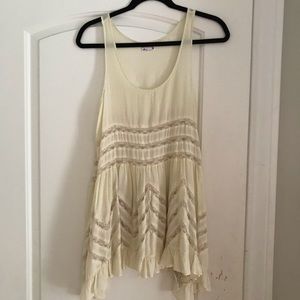 Free People Voile and Lace Trapeze Slip in Tea